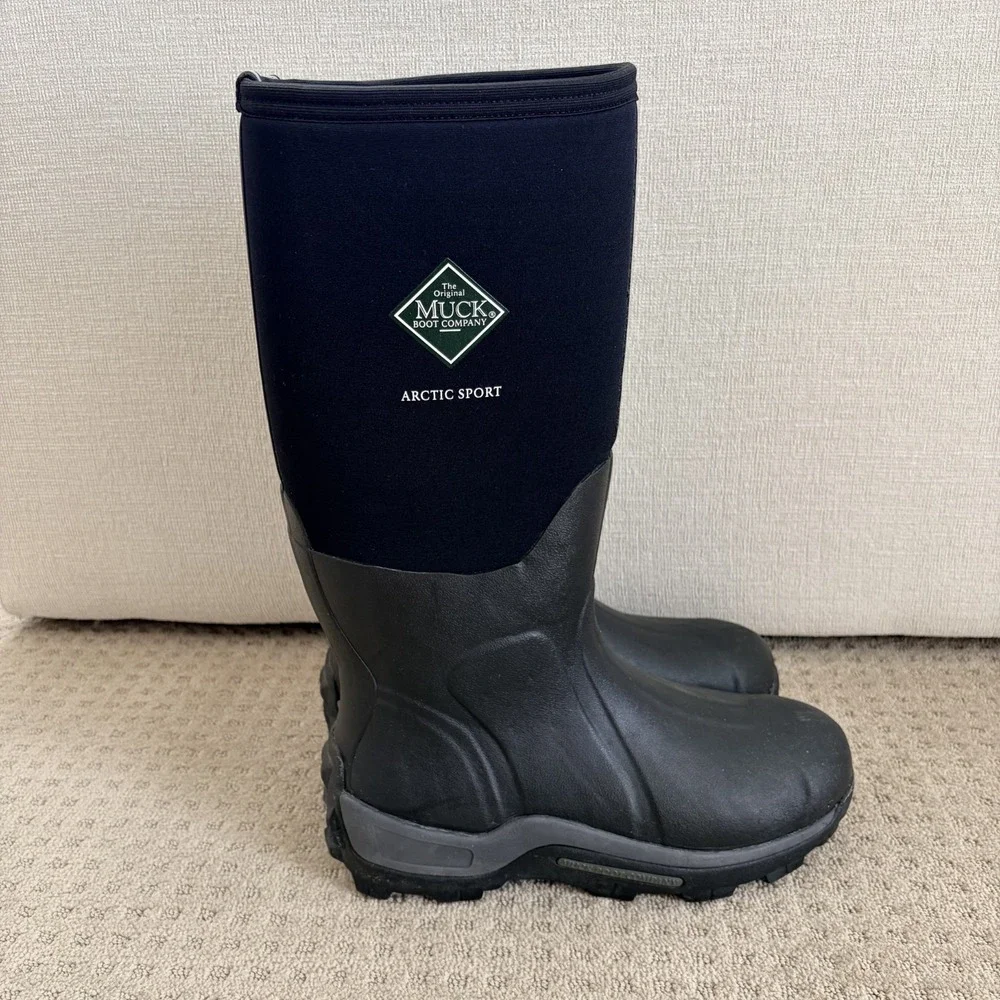 Muck Boot Arctic Sport Pull on Boots M11 W12 Black Tall Waterproof  Soft Toe